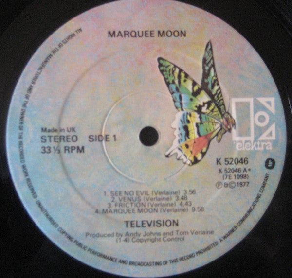 Television : Marquee Moon (LP, Album, Quo)