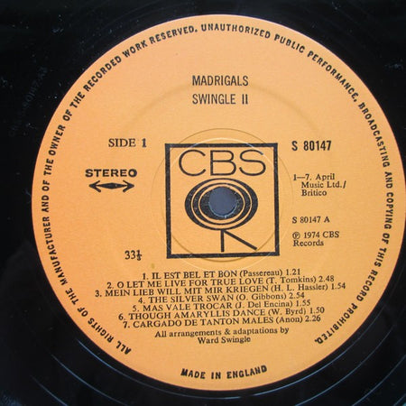Swingle II : Madrigals (LP, Album)