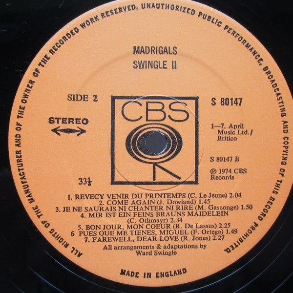 Swingle II : Madrigals (LP, Album)