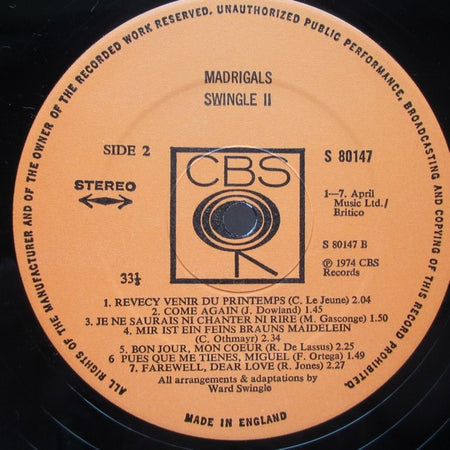 Swingle II : Madrigals (LP, Album)