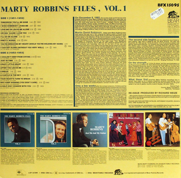 Marty Robbins : The Marty Robbins Files, Vol. 1 (LP, Album, Comp)