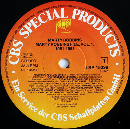 Marty Robbins : The Marty Robbins Files, Vol. 1 (LP, Album, Comp)