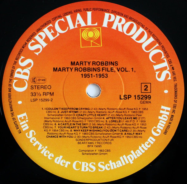 Marty Robbins : The Marty Robbins Files, Vol. 1 (LP, Album, Comp)