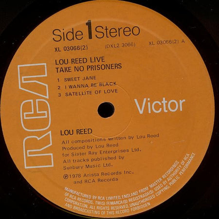 Lou Reed : Lou Reed Live - Take No Prisoners (2xLP, Album)