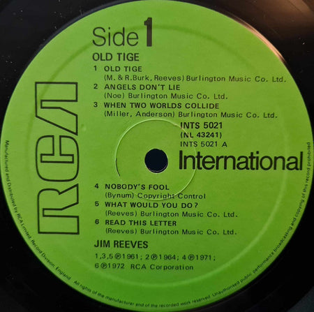 Jim Reeves : Old Tige (LP, Comp)