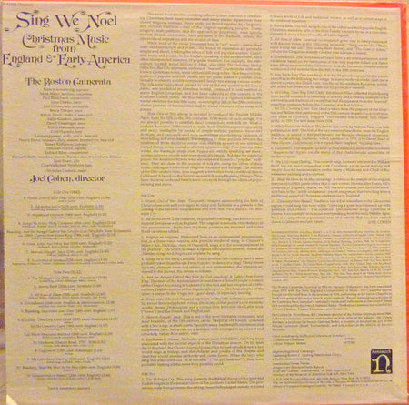 Boston Camerata, Joel Cohen (3) : Sing We Noel: Christmas Music From England & Early America (LP)