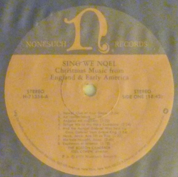 Boston Camerata, Joel Cohen (3) : Sing We Noel: Christmas Music From England & Early America (LP)