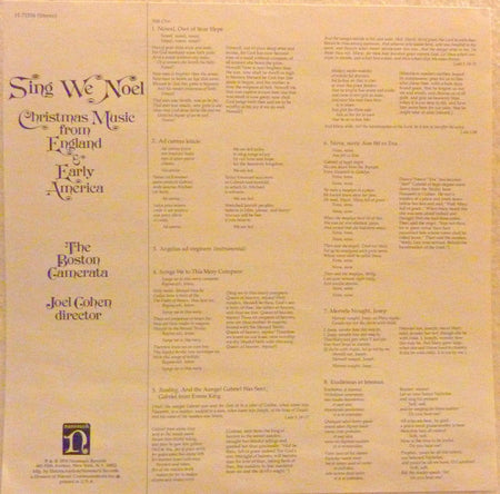 Boston Camerata, Joel Cohen (3) : Sing We Noel: Christmas Music From England & Early America (LP)