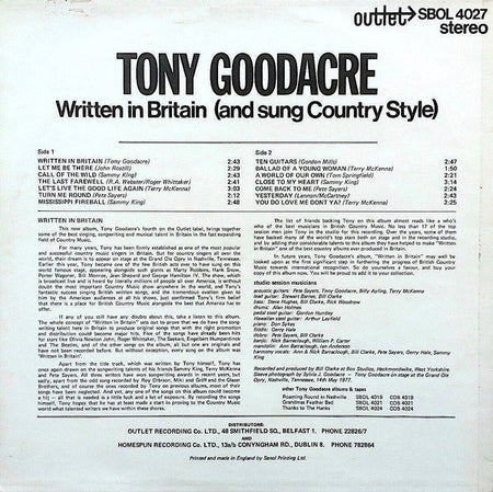 Tony Goodacre : Written In Britain (And Sung Country Style) (LP, Album)
