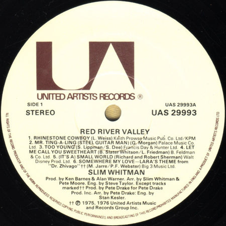Slim Whitman : Red River Valley (LP, Album)
