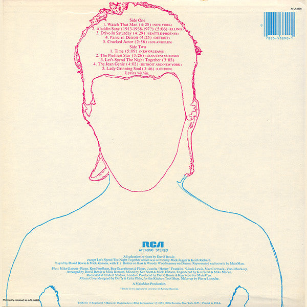David Bowie : Aladdin Sane (LP, Album, RE, Ind)