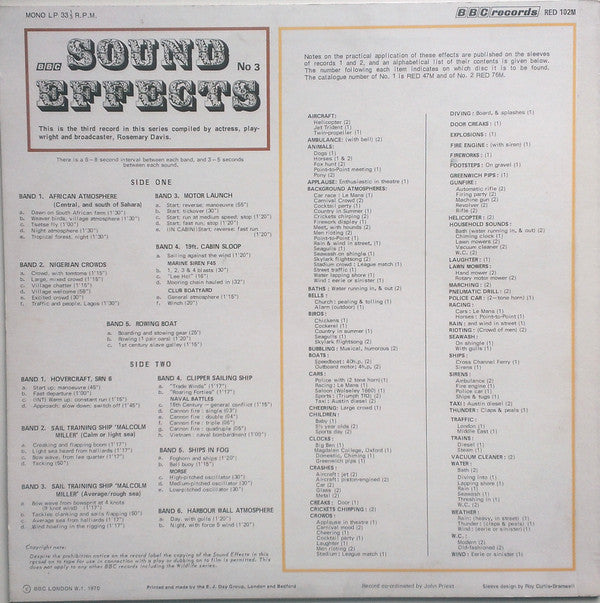 No Artist : Sound Effects No. 3 (LP, Mono)