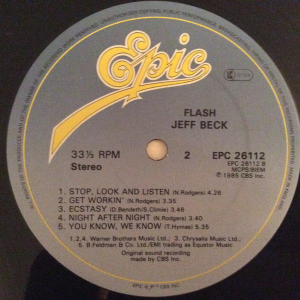 Jeff Beck : Flash (LP, Album)