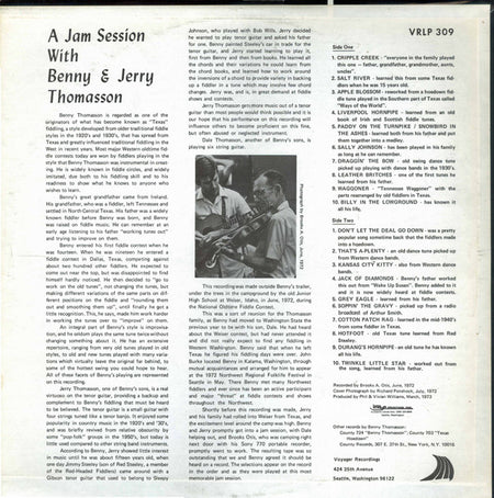 Benny Thomasson & Jerry Thomasson : A Jam Session With Benny & Jerry Thomasson (LP, Album)