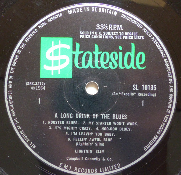 Lightnin' Slim*, Slim Harpo : A Long Drink Of Blues (LP, Comp, Mono)