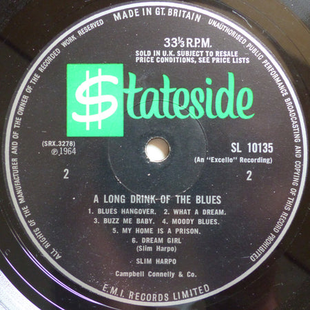 Lightnin' Slim*, Slim Harpo : A Long Drink Of Blues (LP, Comp, Mono)