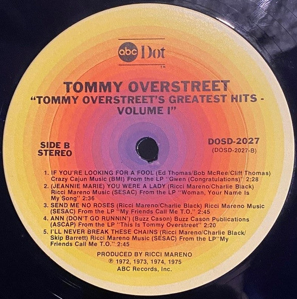 Tommy Overstreet : Greatest Hits Vol. One (LP, Album, Comp)