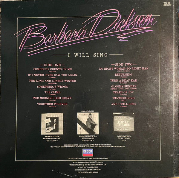 Barbara Dickson : I Will Sing (LP, Comp)
