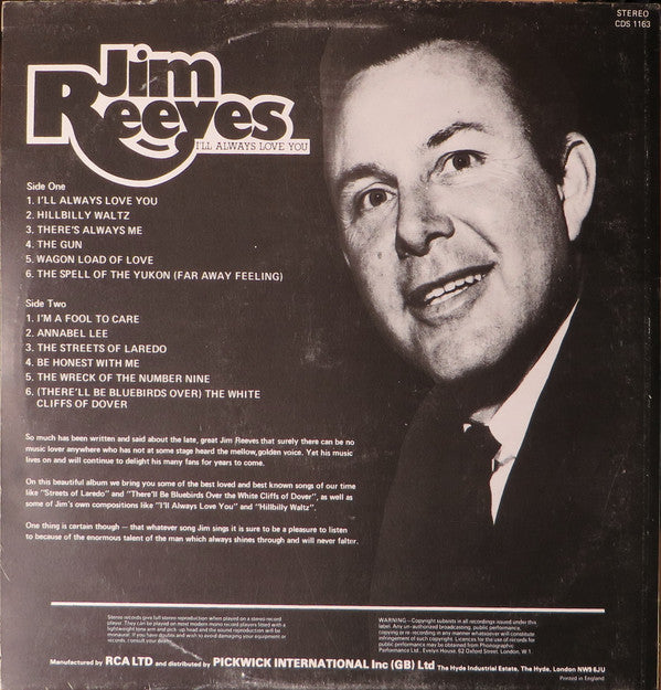 Jim Reeves : I'll Always Love You (LP, Album, Comp)