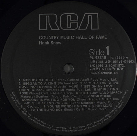 Hank Snow : Country Music Hall Of Fame (LP, Comp)