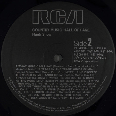 Hank Snow : Country Music Hall Of Fame (LP, Comp)