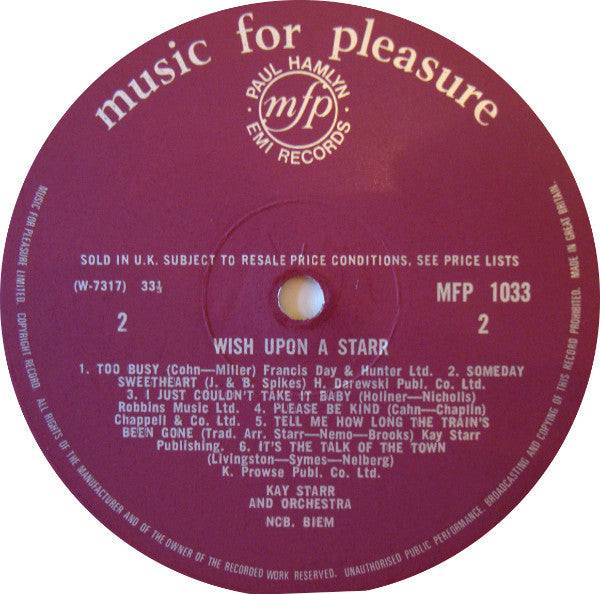Kay Starr : Wish Upon A Starr (LP, Comp, Mono, RE)