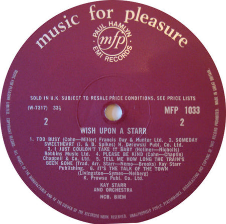 Kay Starr : Wish Upon A Starr (LP, Comp, Mono, RE)