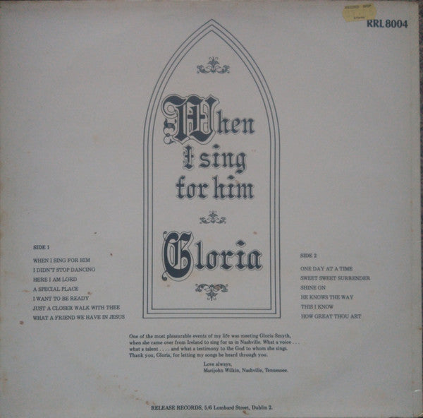 Gloria : When I Sing For Him (LP, Album)