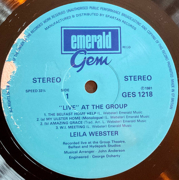 Leila Webster : Live At The Group (LP)