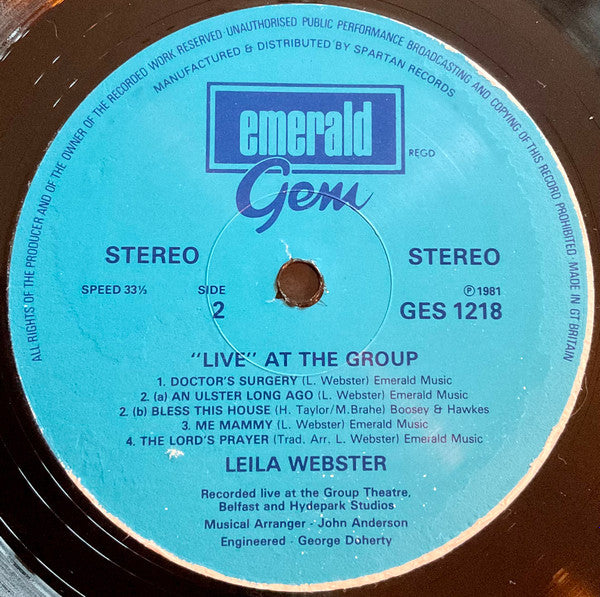 Leila Webster : Live At The Group (LP)