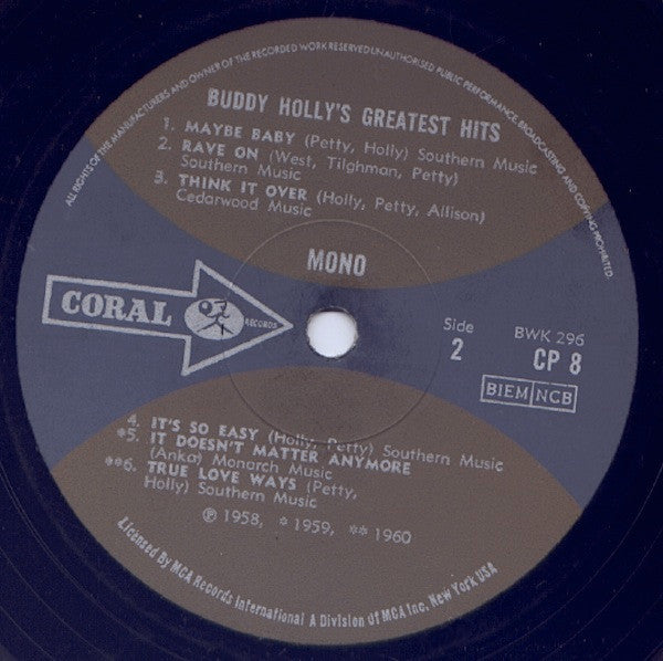 Buddy Holly : Buddy Holly's Greatest Hits (LP, Comp, Mono)