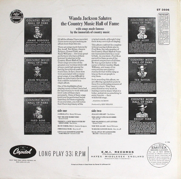 Wanda Jackson : Wanda Jackson Salutes The Country Music Hall Of Fame (LP, Album, RE)