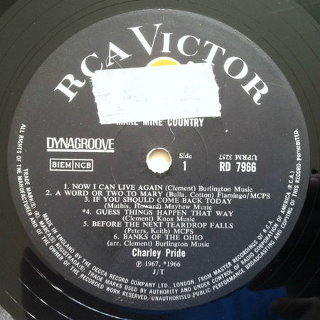 Charley Pride : Make Mine Country (LP, Album, Mono)
