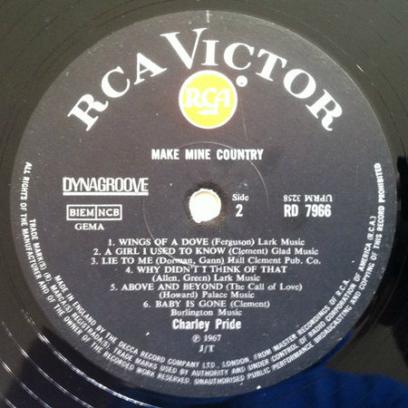 Charley Pride : Make Mine Country (LP, Album, Mono)