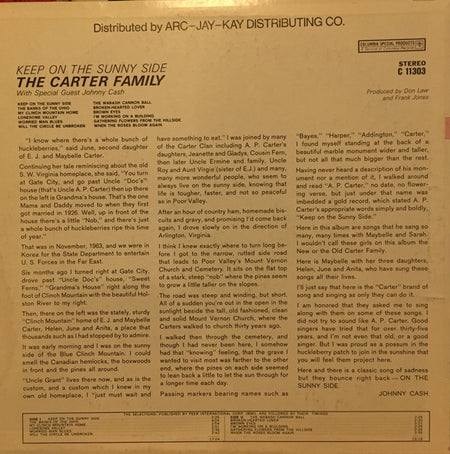 The Carter Family With Special Guest Johnny Cash : Keep On The Sunny Side (LP, Album, RE)