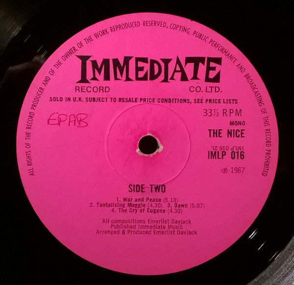 The Nice : The Thoughts Of Emerlist Davjack (LP, Album, Mono)