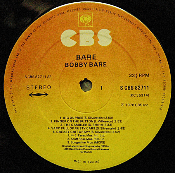 Bobby Bare : Bare (LP, Album)