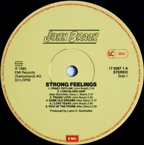 John Brack : Strong Feelings (LP, Album)