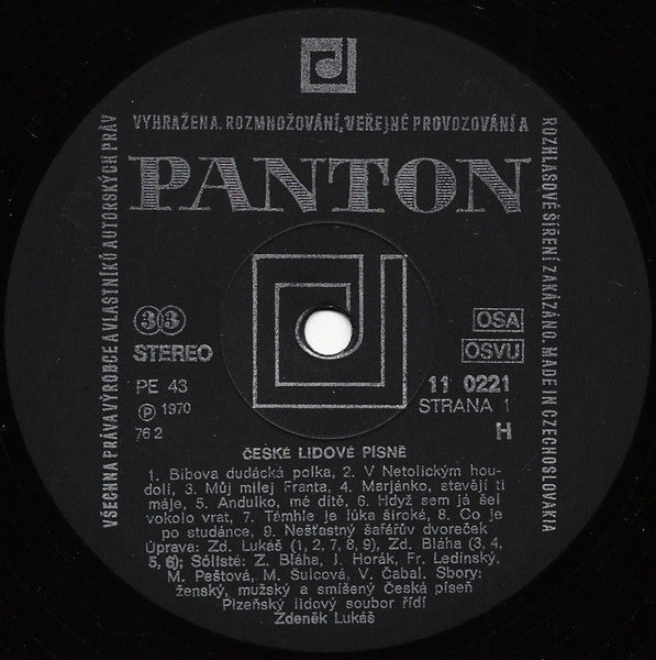 Plzeňský Lidový Soubor : České Lidové Písně = Czech Folk Songs (LP, RP)