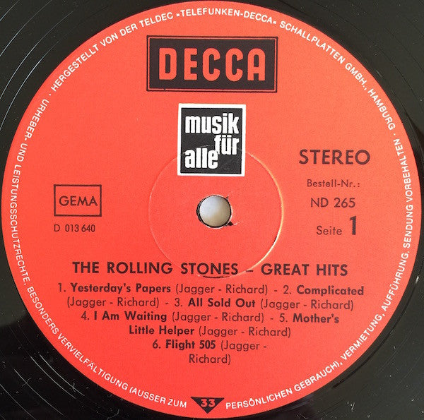 The Rolling Stones : Great Hits (LP, Comp, RP)