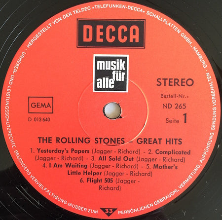 The Rolling Stones : Great Hits (LP, Comp, RP)