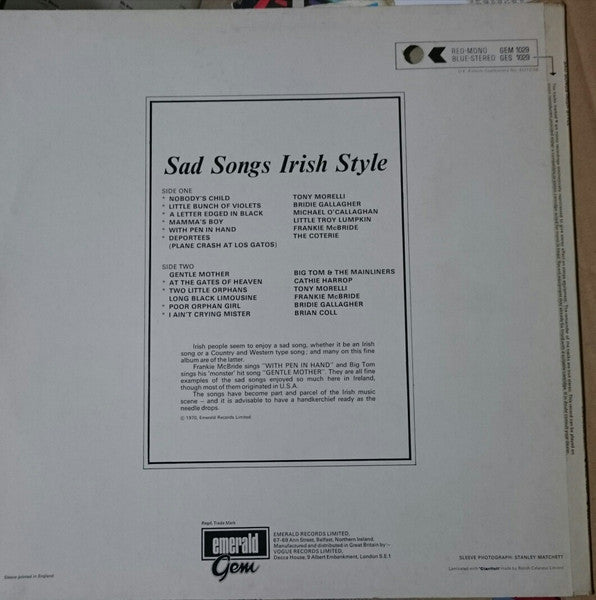 Various : Sad Songs Irish Style (LP, Comp)