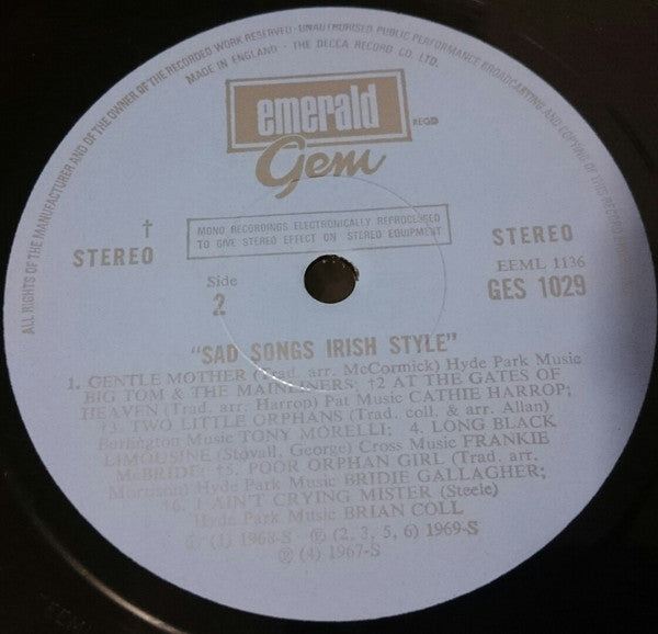 Various : Sad Songs Irish Style (LP, Comp)
