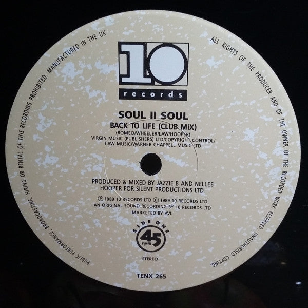Soul II Soul : Back To Life (Club Mix) (12", Single)
