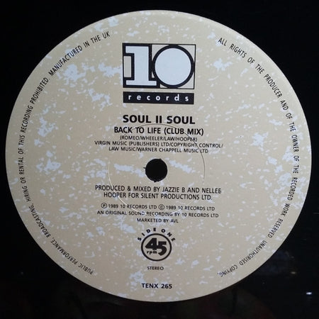 Soul II Soul : Back To Life (Club Mix) (12", Single)