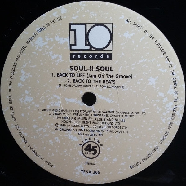 Soul II Soul : Back To Life (Club Mix) (12", Single)