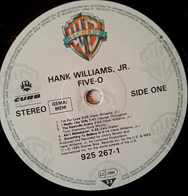 Hank Williams Jr. : Five - o (LP, Album)
