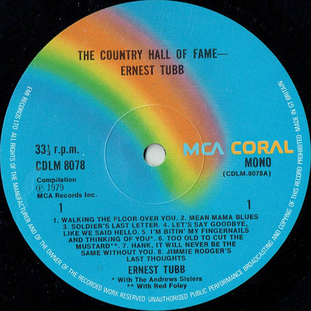 Ernest Tubb : The Country Hall Of Fame (LP, Comp, Mono)