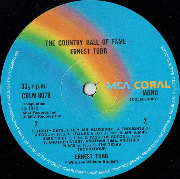 Ernest Tubb : The Country Hall Of Fame (LP, Comp, Mono)