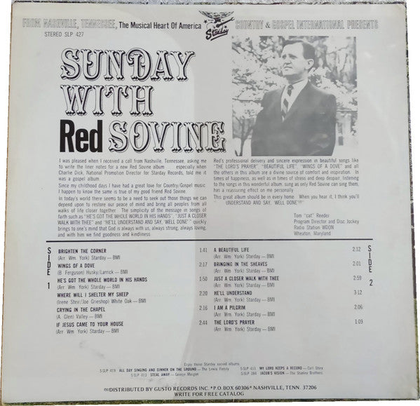Red Sovine : Sunday With Red Sovine (LP, Album, RE, Ter)